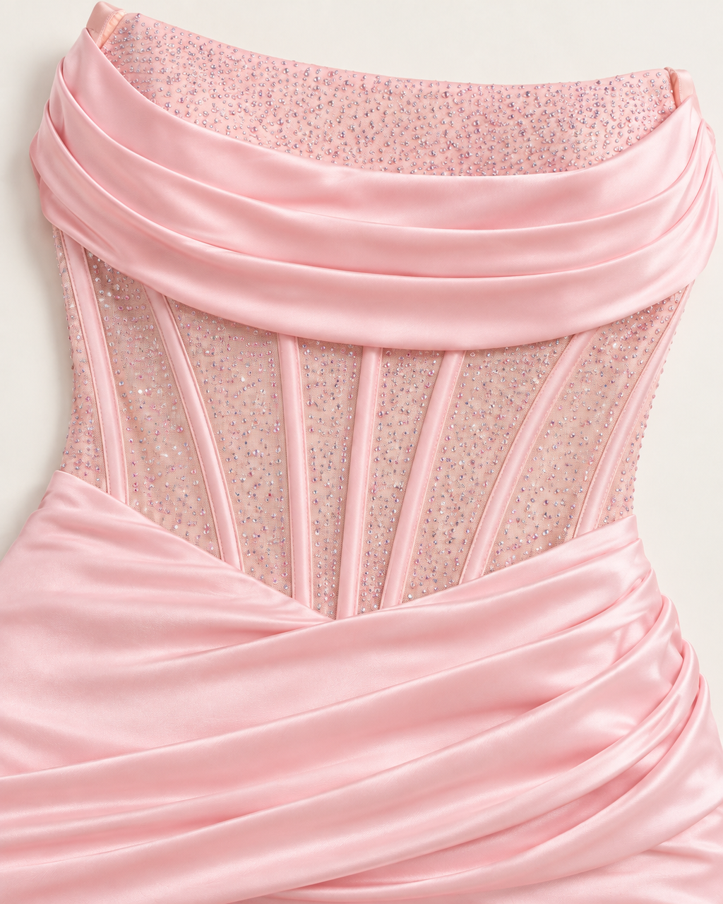 Blush Pink Rhinestone Corset Mini Dress