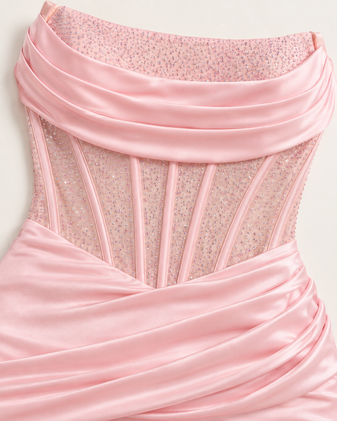 Blush Pink Rhinestone Corset Mini Dress